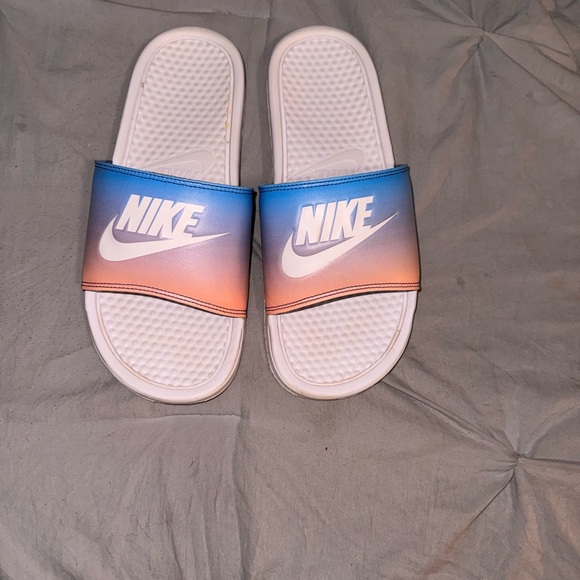Nike Gradient Blue and Orange Slides - Picture 1 of 4